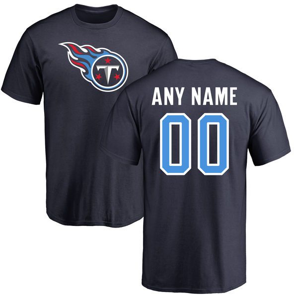 Men Tennessee Titans NFL Pro Line Navy Any Name and Number Logo Custom T-Shirt->nfl t-shirts->Sports Accessory